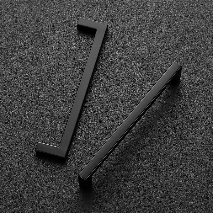 Ravinte 15 Pack 5 Inch Hole Center Solid Slim Square Pulls Matte Black Kitchen Cabinet Handles Square Bar Drawer Handles Flat Black Drawer Pulls for Cupboard Dresser and Cabinets