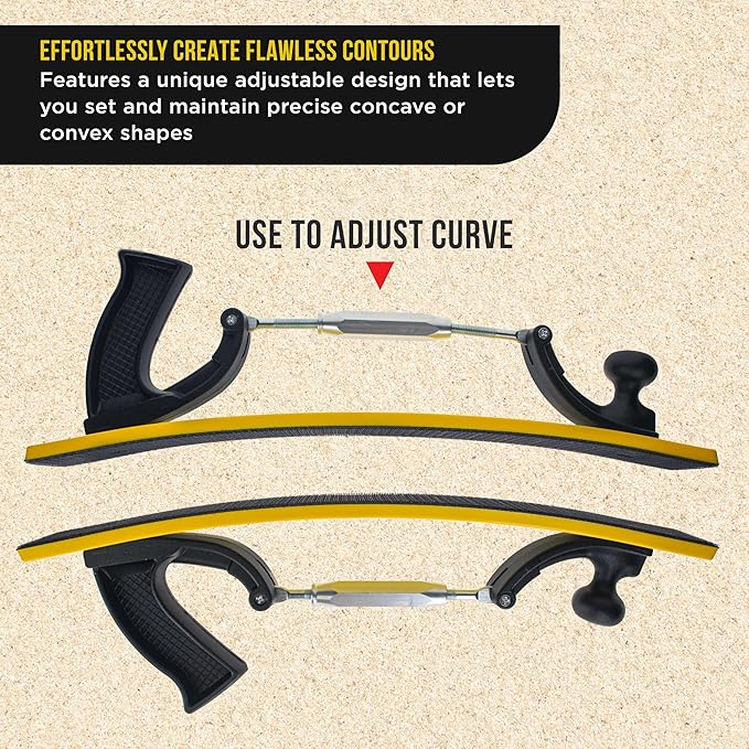 Dura-Gold Pro Series 16.5" Adjustable Radius Flex Longboard Hand Sanding Block - Hook & Loop Backing Sandpaper - Concave or Convex Shape Sander - Achieve Perfect Contours on Auto Body Shop Paint, Wood