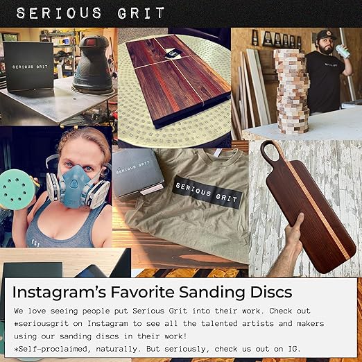 Serious Grit Sanding Discs 5 Inch 8 Hole 40 Grit - Heavy-Duty Hook & Loop Wet Dry Film Sandpaper Discs - Extra Coarse Sand Paper for Random Orbital Sanders - Wood, Automotive, Metal, etc - 25 Pack Box
