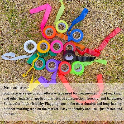 10 Pack Pink Flagging Tape, Non-Adhesive Plastic Ribbon Neon Marking Roll, 1inch*2000ft, Marking Tape for Tree Marking, Hunting, Boundaries and Hazardous Areas,Trail Marking