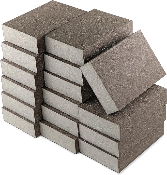 16Pcs 220 Grit Sanding Blocks, Jamiikury Sanding Sponge Washable and Reusable, Wet Dry Sandpaper Sponge for Wood Metal FurniturePaint and Drywall