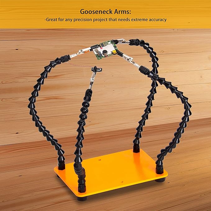 KOTTO Helping Hands Soldering Tool - 4 Arm Non-Slip - Steel Weighted Base with Heavy Duty Clips - Circuit Boards Holder - Crafts Jewelry Hobby Electronic