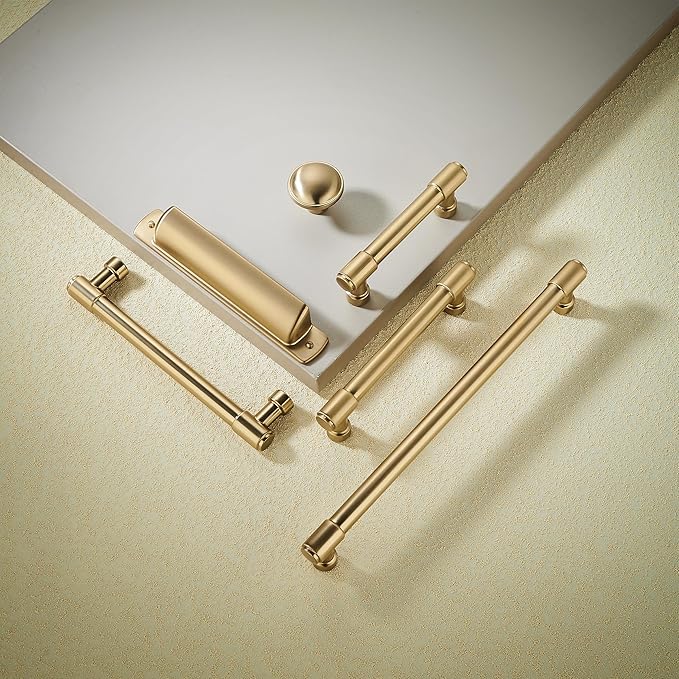 khtumeware 10 Pack 5-1/16 Inch Champagne Bronze Cabinet Pulls Heavy Duty Solid Satin Brass Cabinet Handles Kitchen Cabinet Hardware for Cupboard Drawer Handles