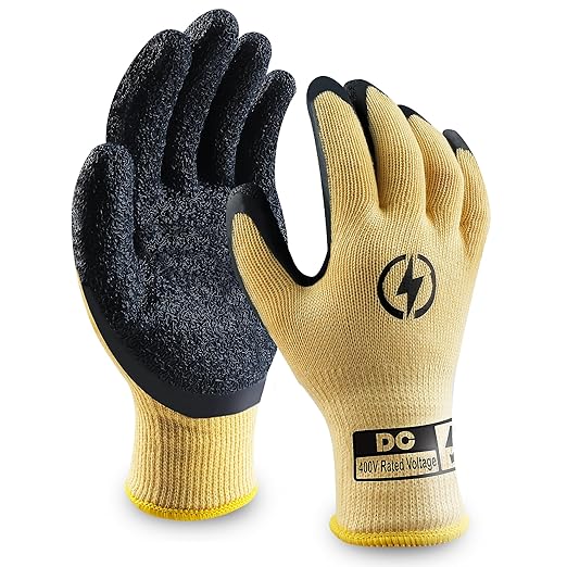 Insulated Electrician Gloves 400V High Voltage Resistant Flame Retardant Work Gloves, Electrical Rubber Non-slip Texture Design for Electricians Prevent Shock