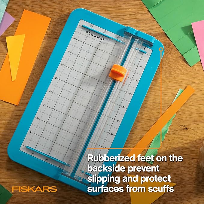 Fiskars Kids Junior Paper Trimmer ??Turquoise Safe and Easy Paper Cutter for Crafting and School Projects 7 x 11.5 Inches