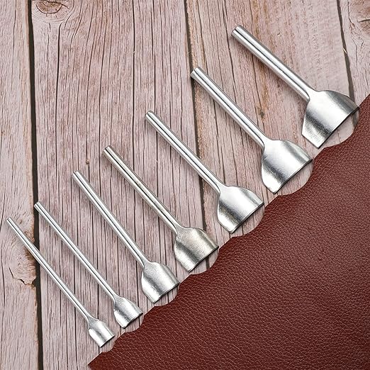 Caydo 7 Pieces Leather Craft Tools Half-Round Punch Arc-Shaped Leather Edge Cutter Punch for Crafting Strap Belt, Wallet and Bag DIY Handwork 10-40mm