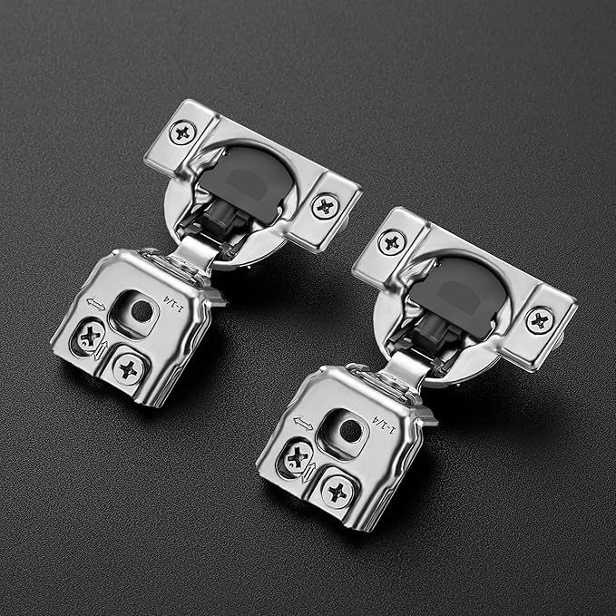 Ravinte 20 Pack 10 Pair 1-1/4 inch Overlay Cabinet Hinges - Soft Close, Hidden Door, Stainless Steel, Adjustable, Satin Nickel