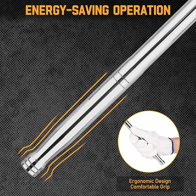 3PCS Breaker Bar Set, 3/8'', 1/4in, 1/2inch Breaker Bars with 180째Rotatable Head, Heavy Duty Breaker Bar Kit with 15 inch, 10 inch, 6 inch Length for Automobile and Motorcycle Maintenance and Repair