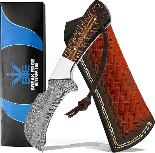 Handmade 1095 Steel Lineman’s Hawkbill knife with Leather sheath, Heavy Duty Utility Knife blade Electrician Wire Skinning knife for professional.