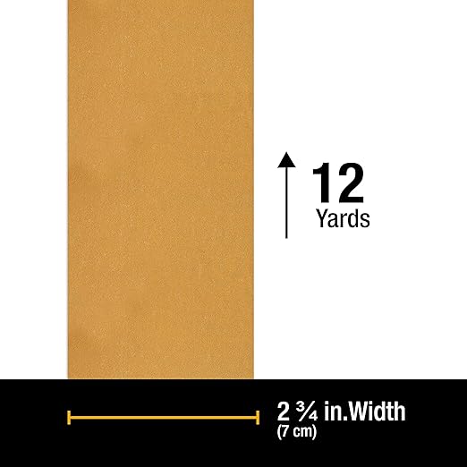 Dura-Gold Premium - 220 Grit Gold - Hook & Loop Backing Longboard Continuous Sandpaper Roll, 2-3/4" Wide, 12 Yards Long - For Automotive & Woodworking Air File Long Board Sanders, Hand Sanding Blocks