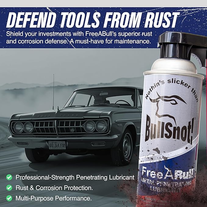 BullSnot FreeABull Metal Penetrating Lubricant (1 can) ??Rust & Corrosion Remove ??Frees Rusted Parts, Stops Squeaks, Cleans & Protects ??Silicone-Free, Professional Strength ??Made in USA