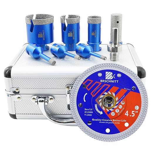 Diamond Core Drill Bit Set - BRSCHNITT Tile Hole Saw Kit 1/4 * 2" 5/16" 1" 1-3/8"2" & 4/5" Finger Bit & for Porcelain Tile Ceramic Marble Granite Diamond Blade