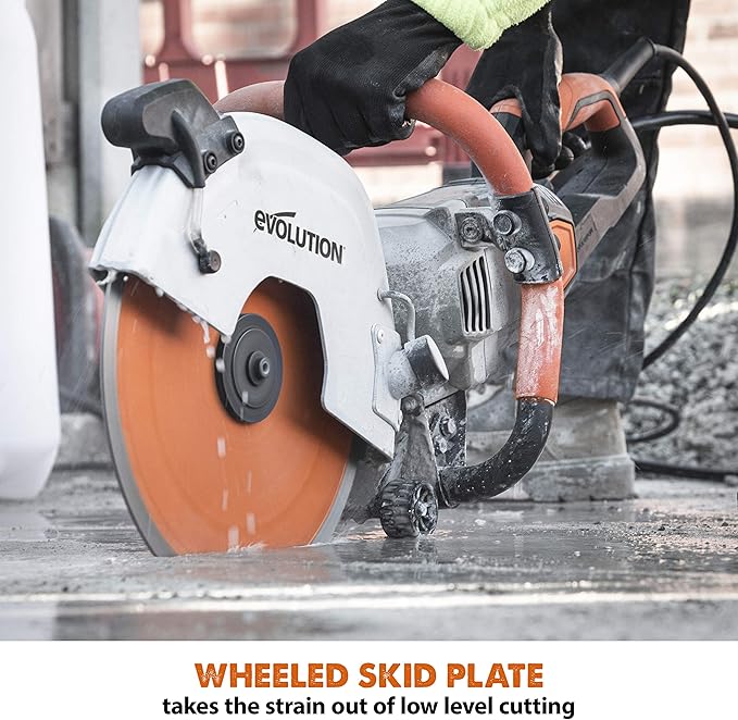 Evolution R12DCT 12 Inch Concrete Saw with Water Fed Dust Suppression (Aka Angle Grinder, Cut Off Saw, Masonry) Electric, No Gas, 4-1/2" Cut - Incl Premium Diamond Blade (Formerly R300DCT+)