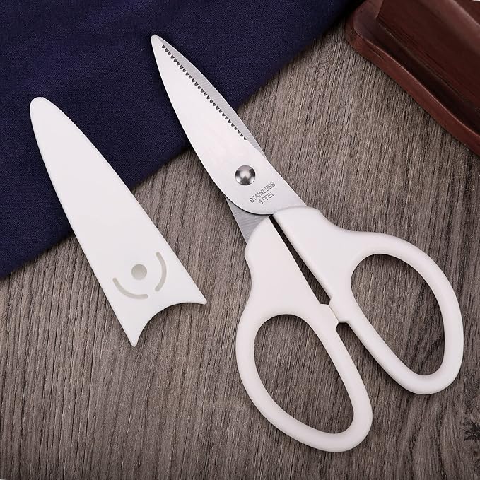 6in Multipurpose Scissors, Comfort Grip, Stainless Steel Sharp Basic Shears for Office Home Household Kitchen School Craft Supplies w/Protective Cover