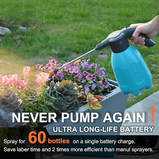 ES2-PRO Electric Spray Bottle 2L/0.5Gallon, Rechargeable Battery Powered Sprayer Spray 60 Bottles On a Single Charge, Automatic Plant Mister竊똏ump Sprayer,Indoor Watering Can for Plants