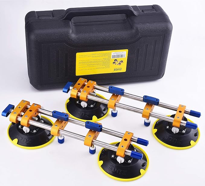 ZUOS Seamless seam Setter with 6" Suction Cups for Seam Joining & Leveling/Professional Countertop, granite竊?Stone, Marble Slab Installation. (double pole 2 PCS)