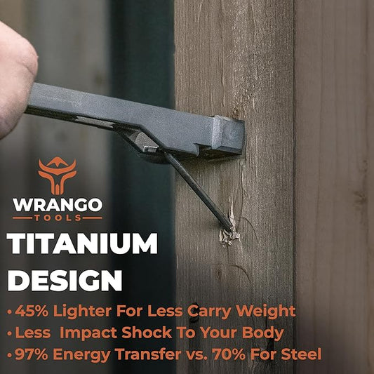 Wrango Tools 9.5" Titanium Nail Puller Cats Paw Pry Bar - 45% Lighter Than Steel - Side Nail Puller - 13mm Bolt Remover - Tools for Home Improvement, Construction & Demolition