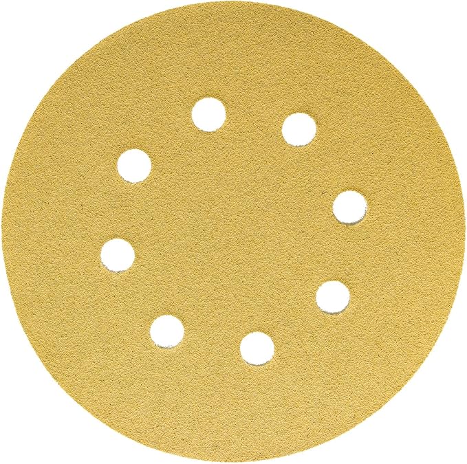 Dura-Gold Premium 100 Grit 5" Sandpaper Discs, 8 Hole Pattern Dustless, 50 Discs - Hook & Loop Backing for Orbital DA Sander, Detailing Finishing Color Sanding Automotive Paint Woodworking