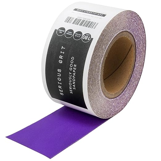 Serious Grit - 180 Grit Ceramic Grain PSA Sandpaper Roll - Heavy-Duty Stickyback Adhesive Longboard Sanding Roll - 2.75" x 20 Yard Continuous Sand Paper for Wood, Metal, Autobody, Paint, Air Sanders.