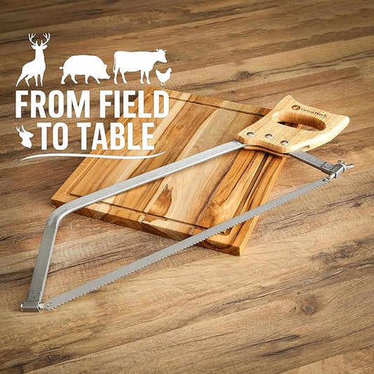GreatNeck BUS18 Bone Saw 18 Inch, Game and Meat Saw, Solid Steel Frame, High Carbon Blade, Hardwood Handle, Meat Processing Equipment