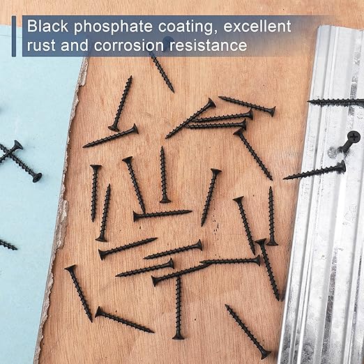 160pcs #6 횞 1-1/2 inch High Hardness Drywall Screws, Black, Coarse Thread, Phillips Drive, Bugle Head, Black Wood Screws, Wood and More (1-1/2 in, 160)
