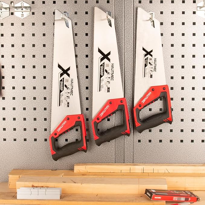 HAUTMEC 16" X-Sharp Universal Hand Saw for Speed, Cuts Quality and Accuracy, Fine-Cut Handsaw with 11 TPI Triple-Ground Teeth and 1mm Thickened Large Blade, Bi-Material Ergonomic Soft Handle – HT0152