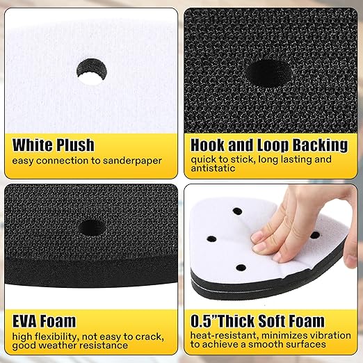 3 Pcs 6 Holes Foam Sanding Pads with 48 Pcs Mouse Sander Sandpaper in 40 60 80 120 150 180 240 320 Grits, Mouse Detail Sanding Interface Pad Compatible with Ryobi Sander