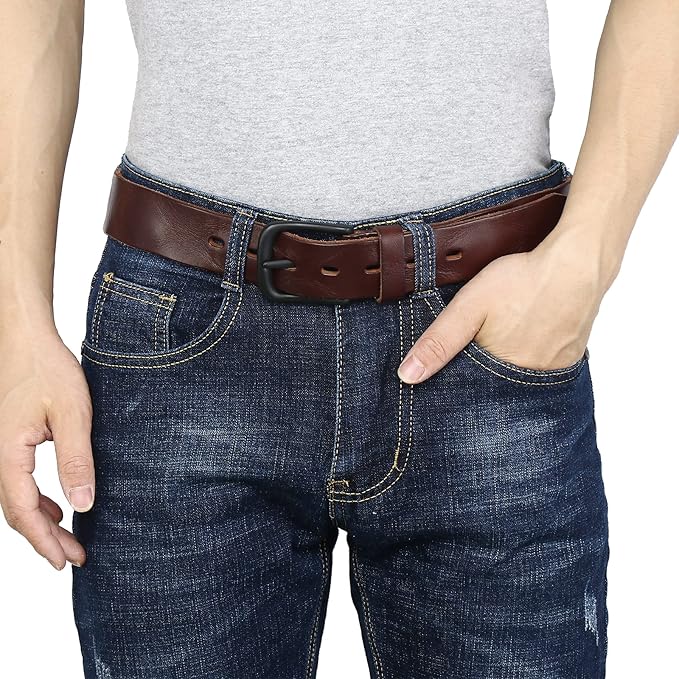 Thicken Full Grain Leather Mens Belt Heavy Duty Mens Work Belt Mens Belt High Hardness Buckle Packed In Gift Box