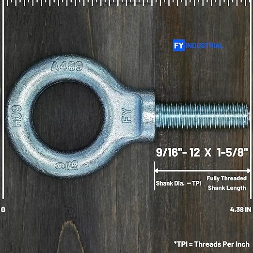Lifting Shoulder Eye Bolt 9/16"-12 X 1-5/8" |Blue Bright Zinc Plated