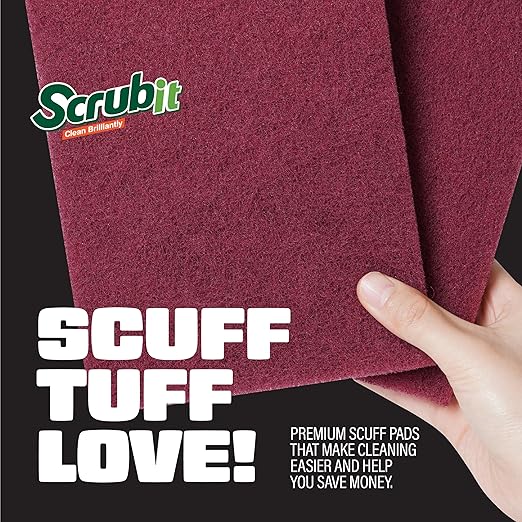 SCRUBIT 6 x 9 in. General Purpose Scuff Pads, Paint Primer Prep Adhesion Scratch Pads, Car & Woodworking Pads for Scuffing, Scouring & Sanding - Maroon (20)