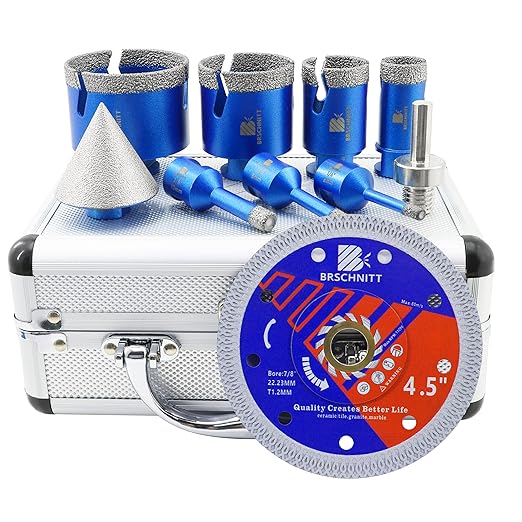 Diamond Core Drill Bit Set - BRSCHNITT Tile Hole Saw Kit 1/4" 5/16" 3/8" 1" 1-3/8"2" 2-1/2" & 2" Chamfer Bit for Porcelain Tile Ceramic Marble Granite Diamond Blade
