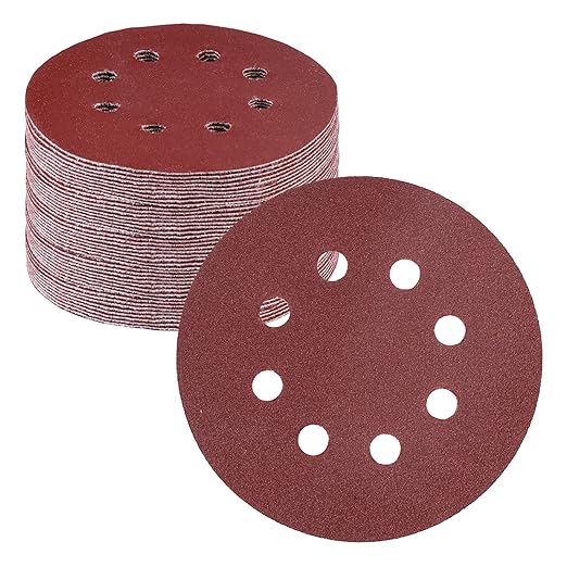 WORKPRO 50-Piece 120 Grit Sanding Discs - 5-Inch 8-Hole Hook and Loop Sandpaper for Random Orbital Sander (Not for Oscillating Tools or Mouse Sander)