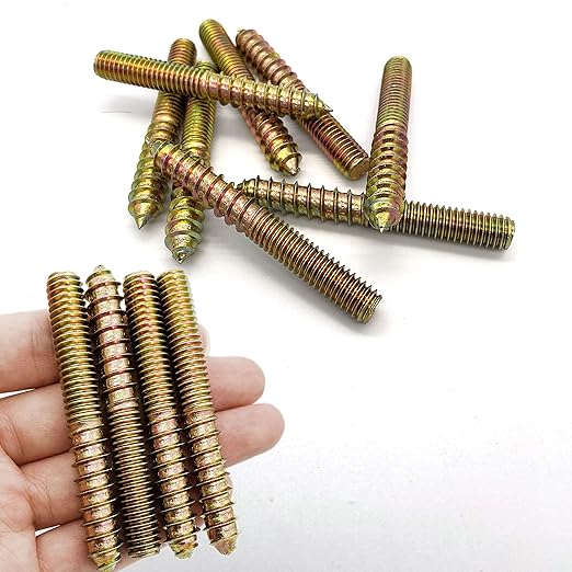 12 Pack 3/8-16 x 3 Inch Hanger Bolts 3/8-16" Double Headed Bolts 3/8 Wood Dowel Screw Self-Tapping Screw Hanger Bolts for Furniture Double Head Threaded Rods Bolt 75mm Length
