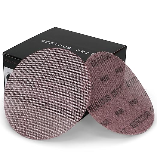 Serious Grit - 6-Inch 80 Grit Ceramic Mesh Sanding Discs - Hook & Loop Dust-Free Net Abrasive for Wood, Drywall, Paint, Auto Body - Long Life Ceramic Grain - Universal Fit 125mm Sandpaper - 50 Pack