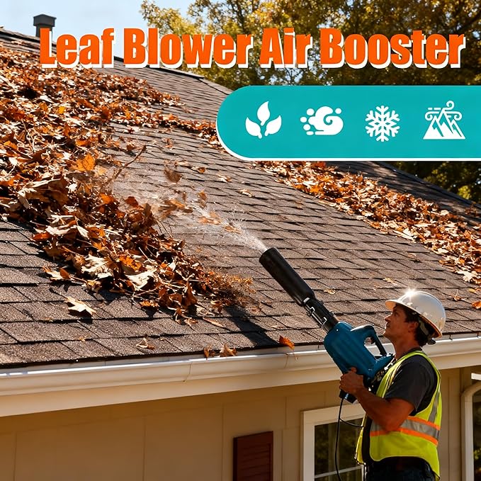 Leaf Blower Air Booster & Turbo Nozzle Attachment,Cyclone Airflow Amplifier Boosts Speed & Power,Universal Fit for 2-4 Inch Nozzles,Suitable for patios,lawns,and snowfields (Black)