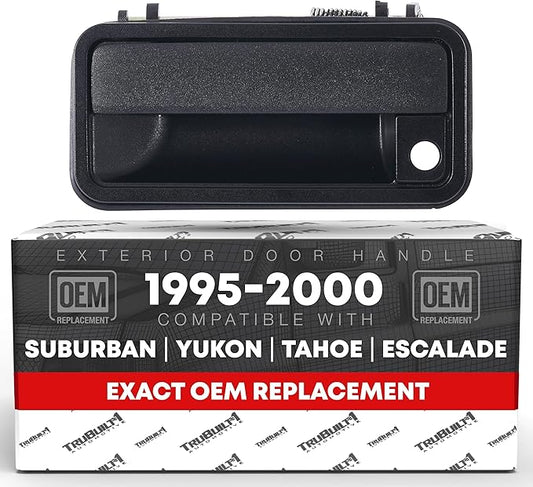 Exterior Front Driver Door Handle, Upgraded Metal - Compatible with 1988-2000 Chevrolet GMC C1500, K1500, C2500, K2500, K3500, 92-94 Blazer, 95-99 Tahoe; 00 GMC Yukon - Black - OEM 15742229, 77096