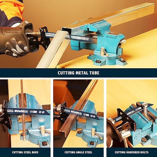 6 Inch Reciprocating Saw Blades, 14/18 TPI Bi-Metal for Metal Cutting, 25-Pack Durable Reciprocating Blades