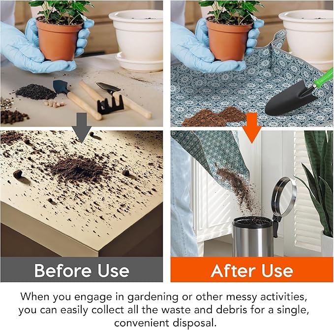 Heavy-Duty Waterproof ??Indoor Plant Transplanting & Mess Control Mat, Thick Succulent Potting Tray for Soil Change, Spill-Proof Gardening & Pet Grooming Mat (L - 39.4" X 39.4")