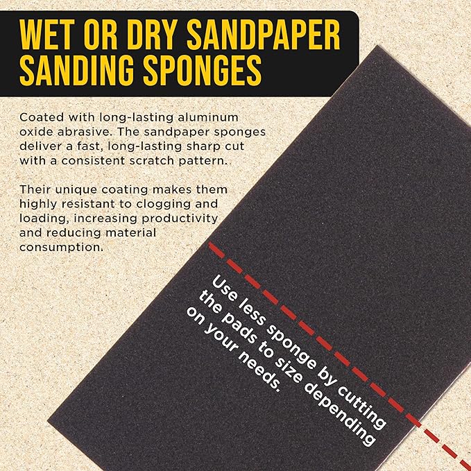 Dura-Gold 5" x 2-3/4" Sanding Sponge Variety Pack, Box of 24 - Grits 320, 400, 600, 800, 1000, 1500, 2000, 2500 - Hook & Loop Wet or Dry Flexible Sandpaper, Hand Sanding Blocks Polish Metal Auto Paint