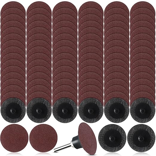Newwiee 150 Pieces 2 Inch Sanding Discs 150 Grit Roll Lock Discs Die Grinder Sanding Disc for Surface Prep Strip Grind Polish Finish Burr Rust Paint Removal Red