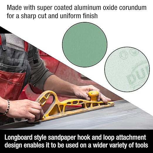 Dura-Gold Premium - 1500 Grit Green Film - Hook & Loop Backing Longboard Continuous Sandpaper Roll, 2-3/4" Wide, 12 Yards Long - For Automotive Detailing, Fine Color Sanding, Long Board Sander Blocks