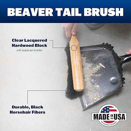 MARSHALLTOWN 13 1/2 Inch Beaver Tail Brush, 12 Pack, Black Horsehair Fibers, Masonry, Concrete, Made in The USA, 6517