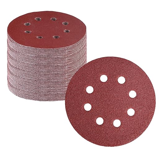 WORKPRO 100-Piece 60 Grit Sanding Discs - 5-Inch 8-Hole Hook and Loop Sandpaper for Random Orbital Sander (Not for Oscillating Tools or Mouse Sander)