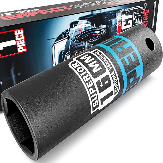1/2" Drive Impact Socket, 16 mm Deep Socket, Metric, 6 Point, CR-V, for Automotive Maintaince, Mechanical Equipment Maintaince