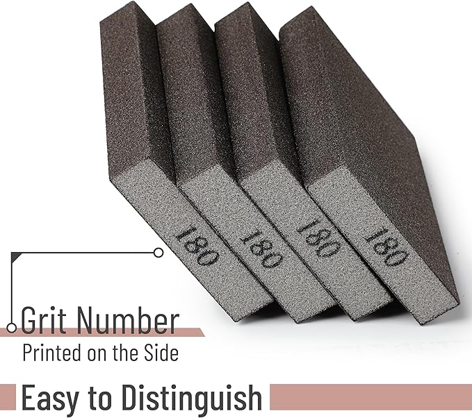 Bates- Sanding Sponge, 8 pcs, 180 Grit, Sandpaper Block, Sanding Blocks for Wood, Drywall Sanding Block, Drywall Sanding Sponge for Wood, 180 Grit Sanding Blocks Drywall, Sandpaper for Drywall Sponge