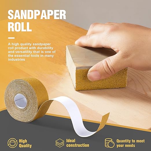 S SATC 40 Grit PSA Longboard Sandpaper 20 Yard Long Continuous Roll, 2-3/4" Wide Self Adhesive Stickyback Sanding Sheets for Automotive, Hand Sanding Blocks,Woodworking, Metal, Plastic