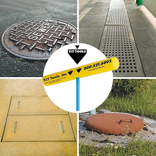 T&T Tools Heavy Duty Handy Hook ??Portable 42 Inch with 3/8" Round Pump Hook End ?밠ultipurpose Lifting and Pulling Tool for Manhole Covers, Septic Tanks, Storm Drains, Sewer Lids & More ?? Pack