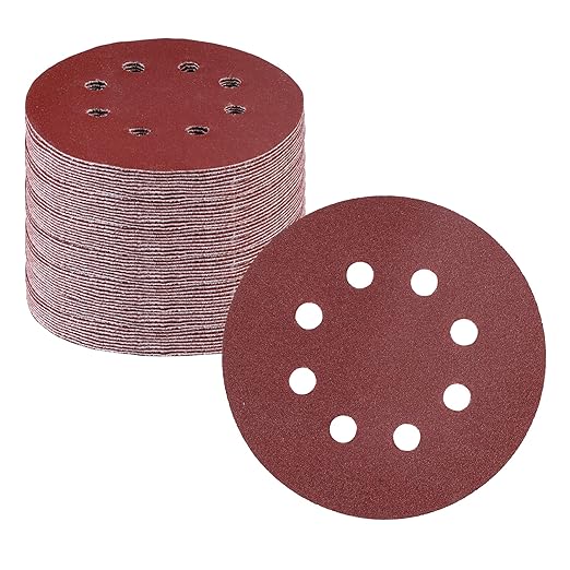WORKPRO 100-Piece 120 Grit Sanding Discs - 5-Inch 8-Hole Hook and Loop Sandpaper for Random Orbital Sander (Not for Oscillating Tools or Mouse Sander)