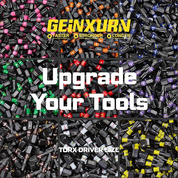Impact Torx Screwdriver Bits Set,26Pcs 1?? 2?쒶agnetic S2 Steel Multi Star Driver Bits竊늇7-T40竊뎎nd 1Pc Bit Holder with Color Coded Base