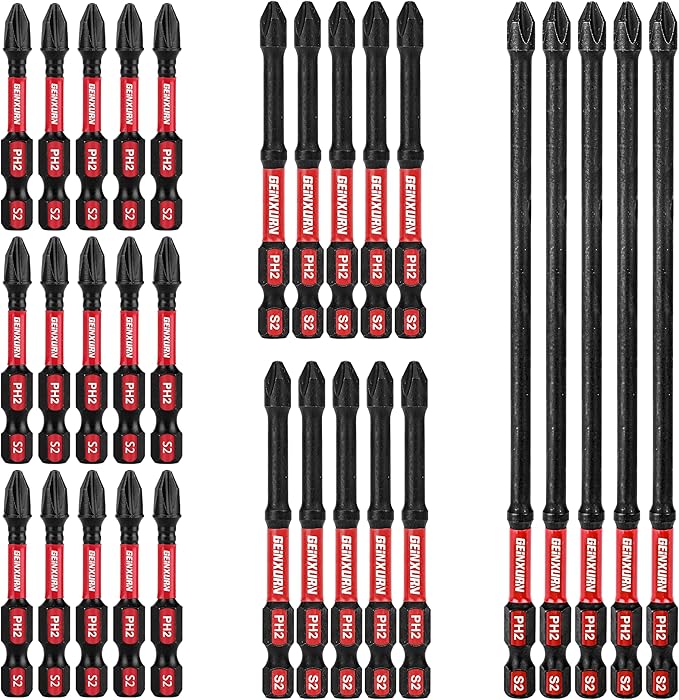 Impact Tough #2 Phillips Mixed 2/3/6 in. D2 Steel Long Extension Insert Driver Bits,30Pack 1/4 Inch Hex Shank Long Cross Magnetic PH2 Screwdriver Bits Set